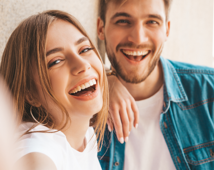 Couple smiling