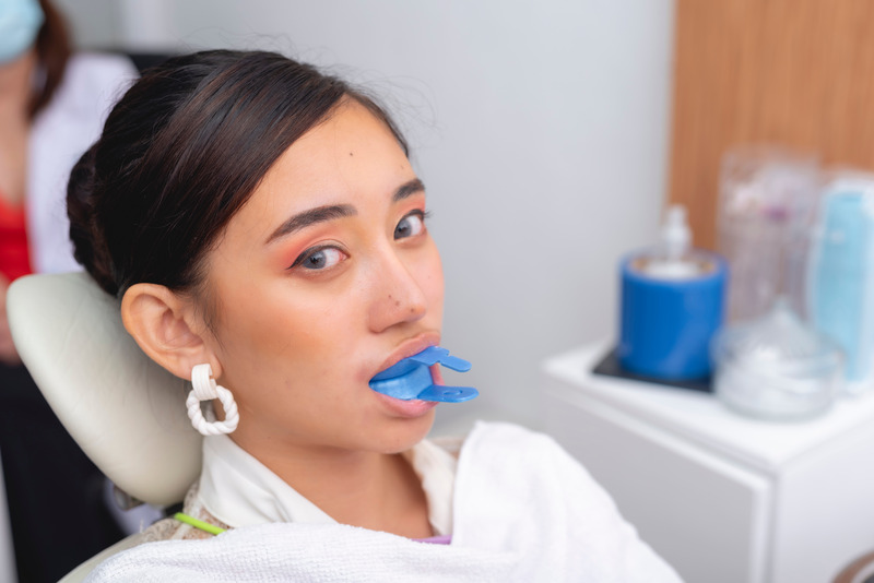 Patient with fluorite treatment in their mouth